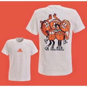 Adidas Mens Basketball STRIPE CREW Short Sleeve Graphic T Shirt Sz M Rare NBA